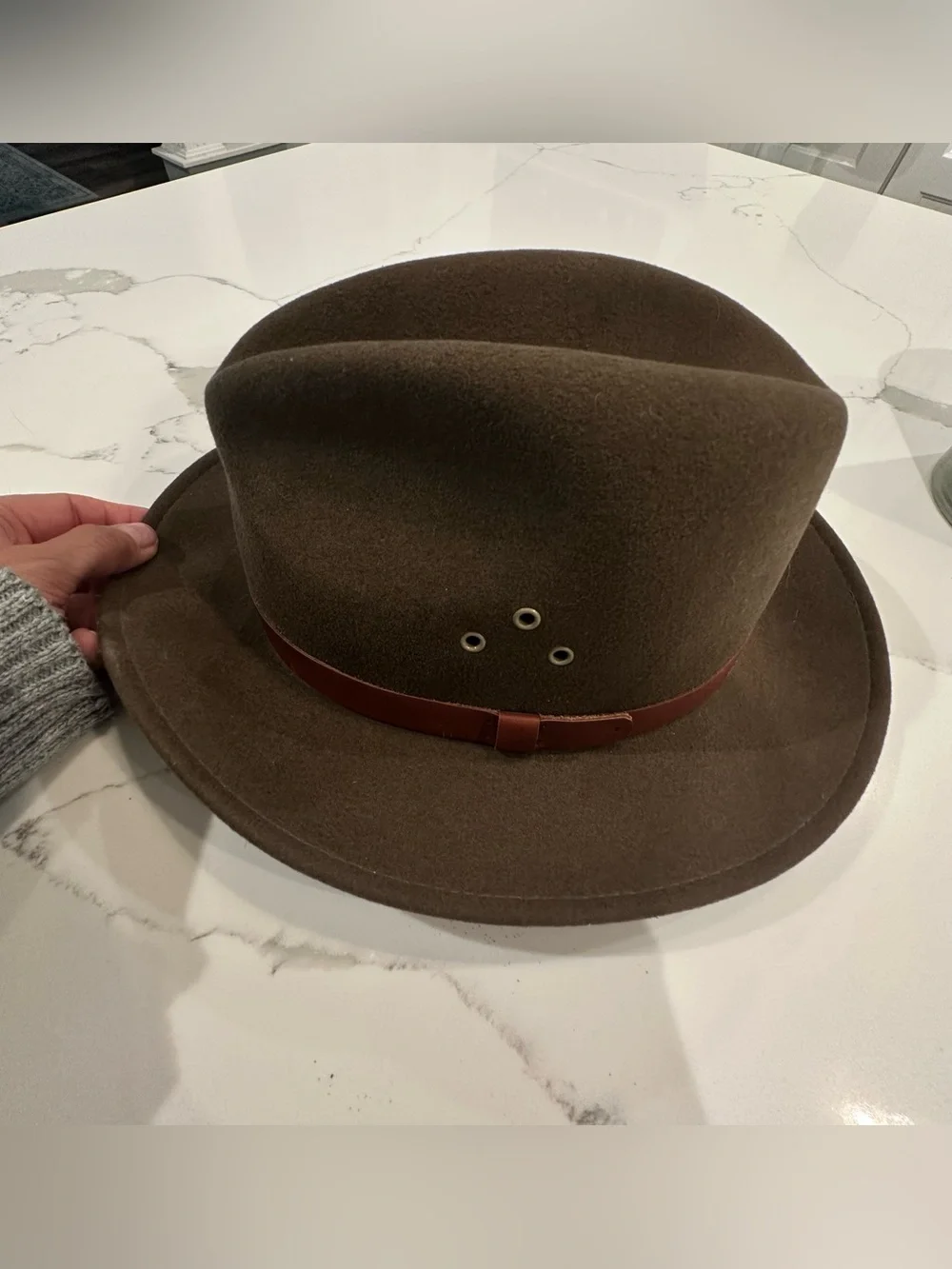 Country Gentleman Dickens Brown Wool Felt Fedora Hat Water Repellent Mens Size L